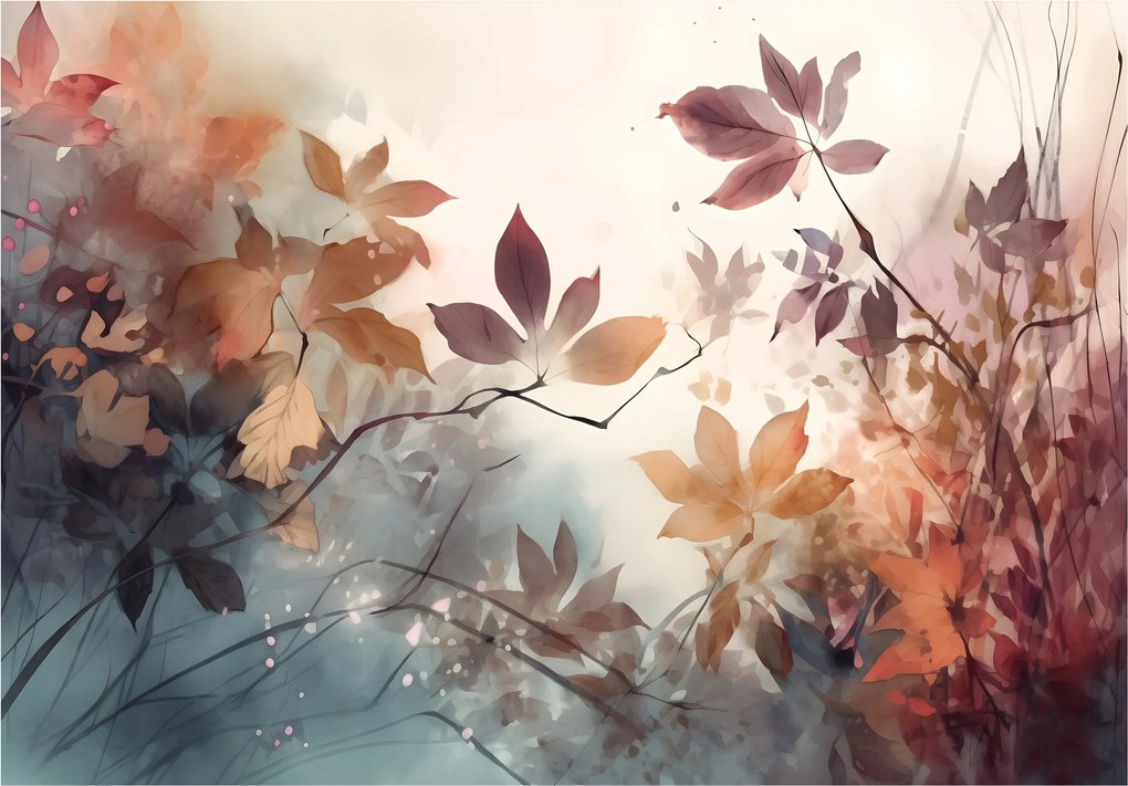 Tapéta Őszi akvarell levelek pasztell színek a hálószobába 250x175 +ragasztó