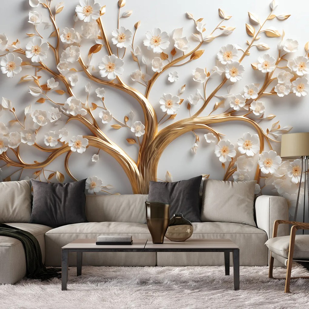 Gario Fotótapéta Gyönyörű arany fa Anyag: Vlies, Méret: 400 x 280 cm