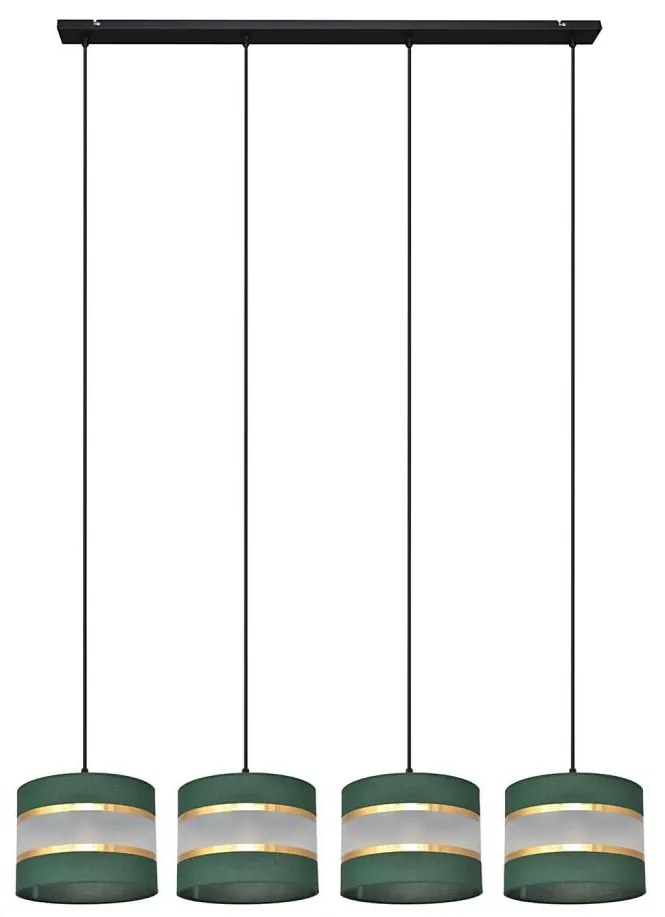 Csillár zsinóron HELEN 4xE27/15W/230V zöld/arany