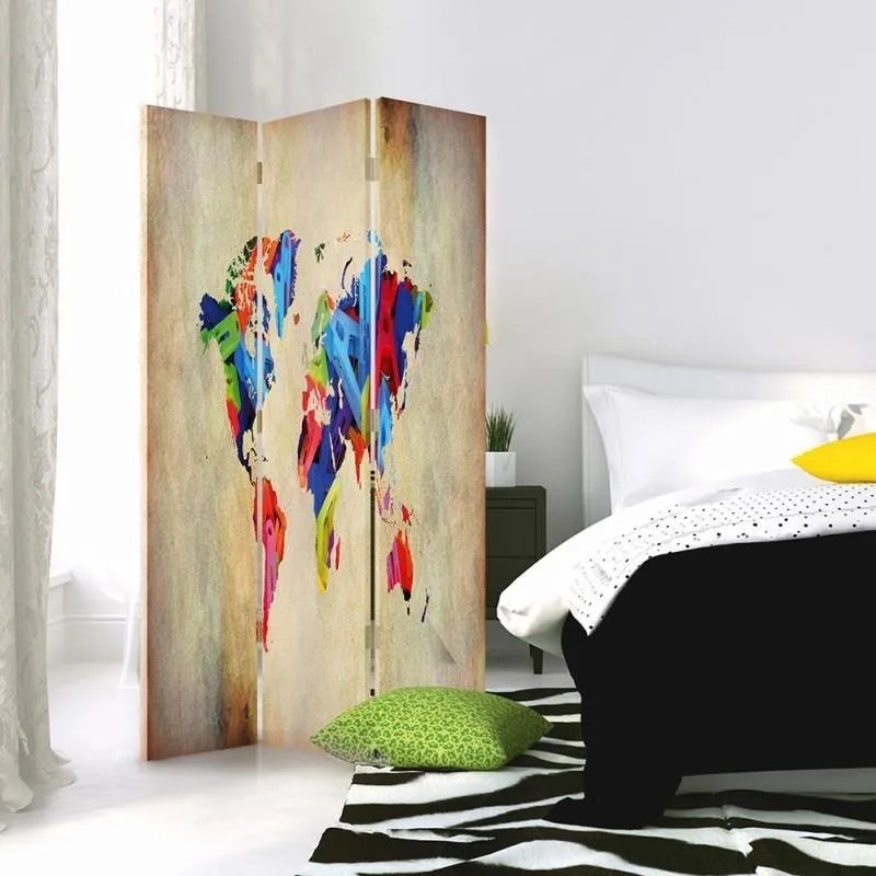 Gario Paraván Színes világtérkép Méret: 110 x 170 cm, Kivitelezés: Klasszikus paraván