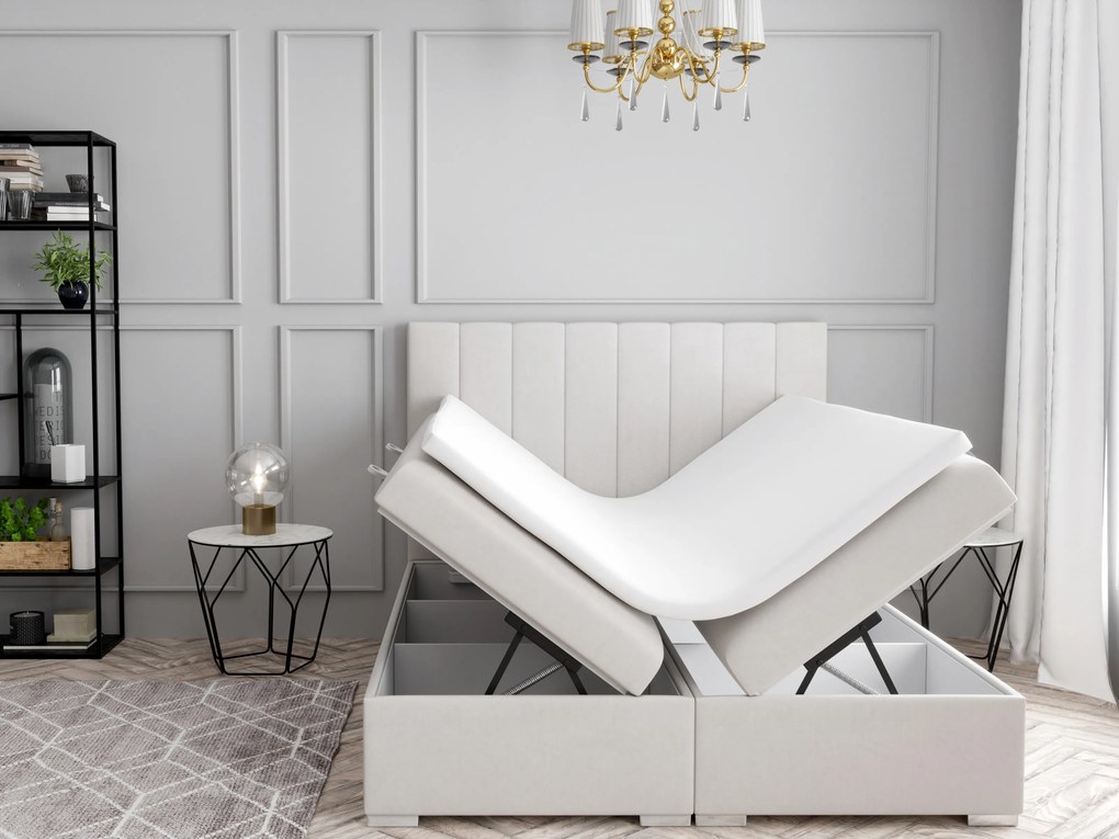 Franciaágy Boxspring 140 cm Pugno (tejszín) (tárolóhellyel). Akció -17%. 1020347