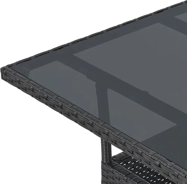 Juskys Yoro rattan négyzet alakú asztal 60 cm - fekete