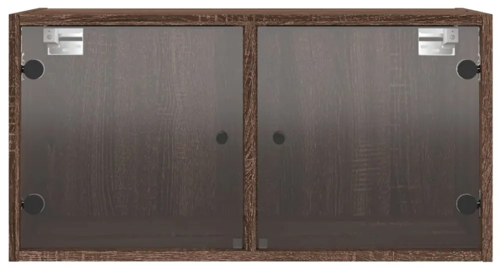 2 db barna tölgy színű faliszekrény üvegajtókkal 68,5x37x35 cm