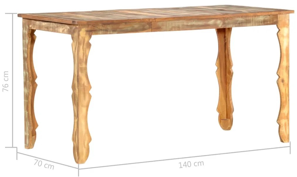 Tömör újrahasznosított fa étkezőasztal 140 x 70 x 76 cm