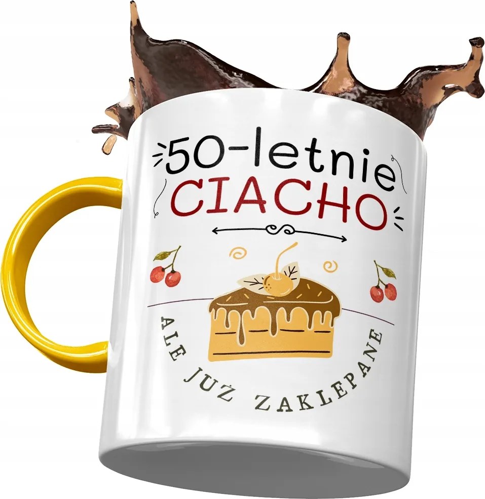 Sárga Bögre Születésnapra 50 50-es 50-es Ajándék Nyomtatott Fotóval