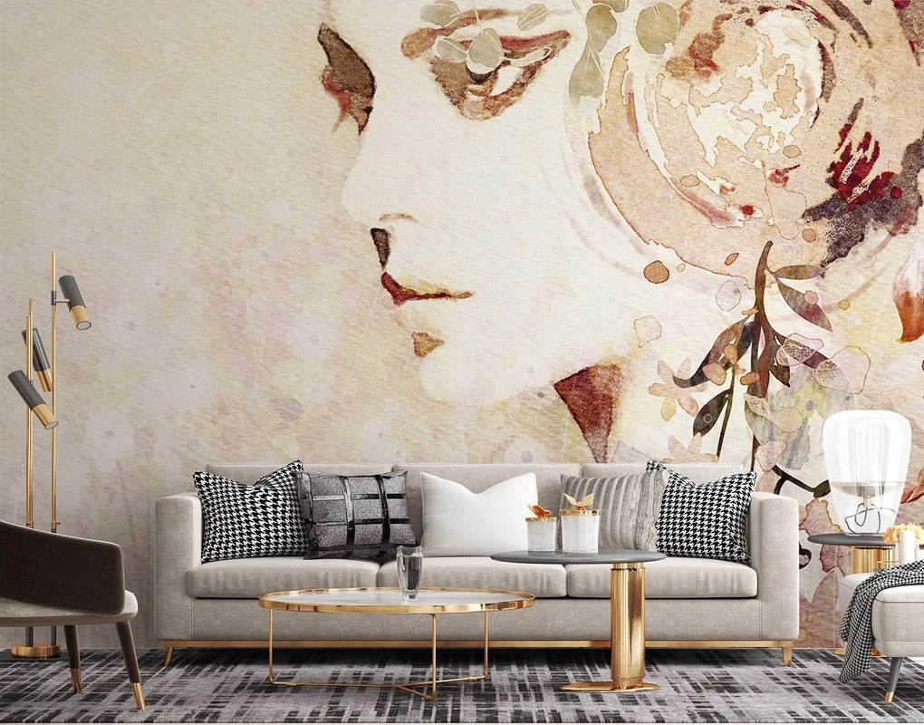 Gario Fotótapéta Absztrakt noi arc őszi színekben Anyag: Vlies, Méret: 150 x 105 cm