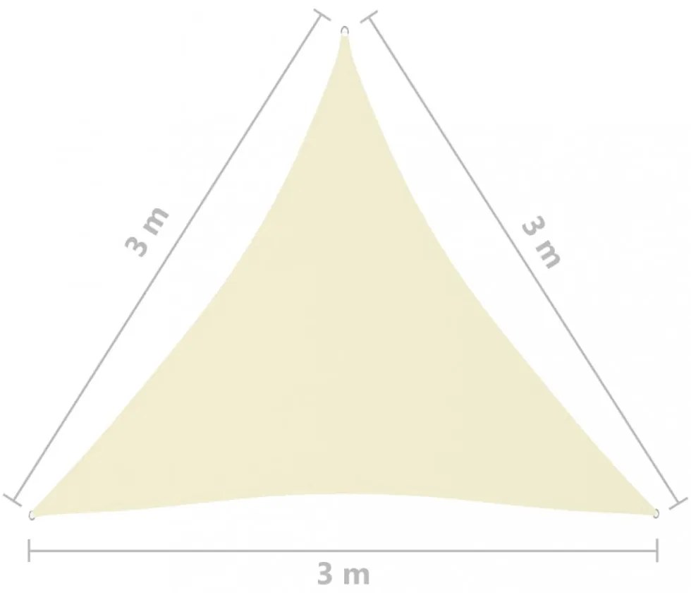 krémszínű háromszögű oxford-szövet napvitorla 3 x 3 x 3 m