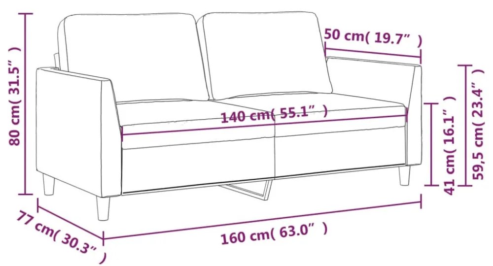 2 személyes krémszínű műbőr kanapé 140 cm