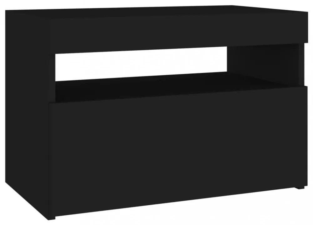 2 db fekete TV-szekrény LED-lámpákkal 60 x 35 x 40 cm