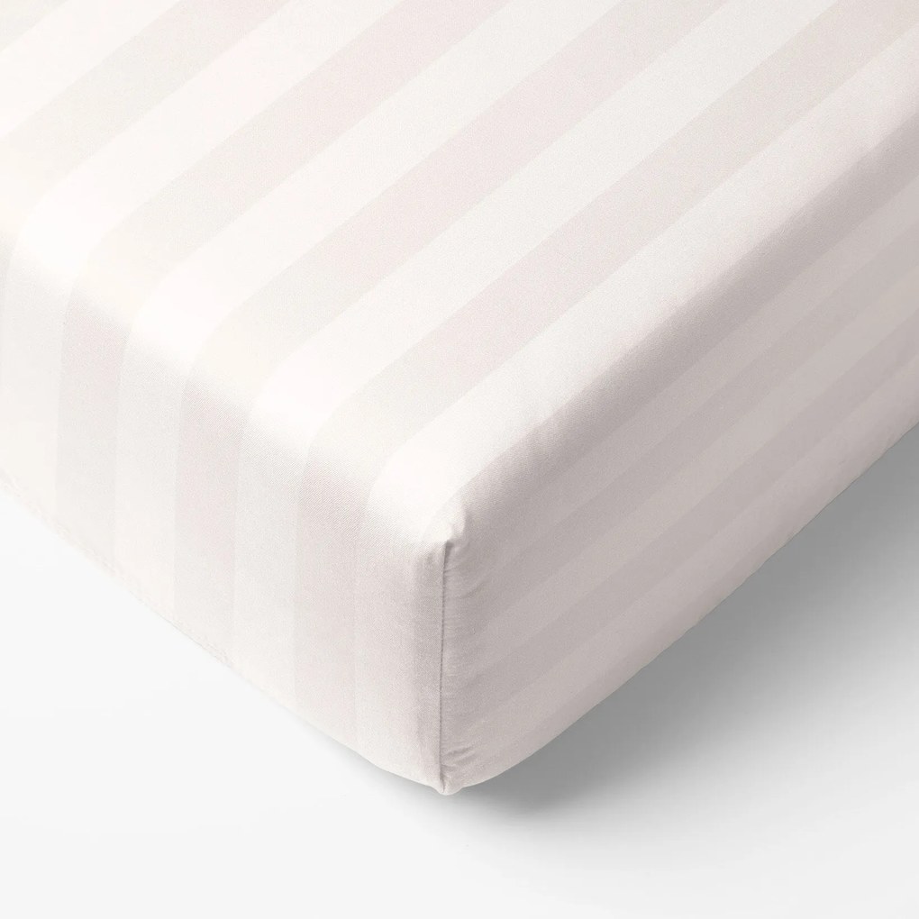 Goldea körgumis damaszt lepedő - krémszínű csíkos 90 x 200 cm