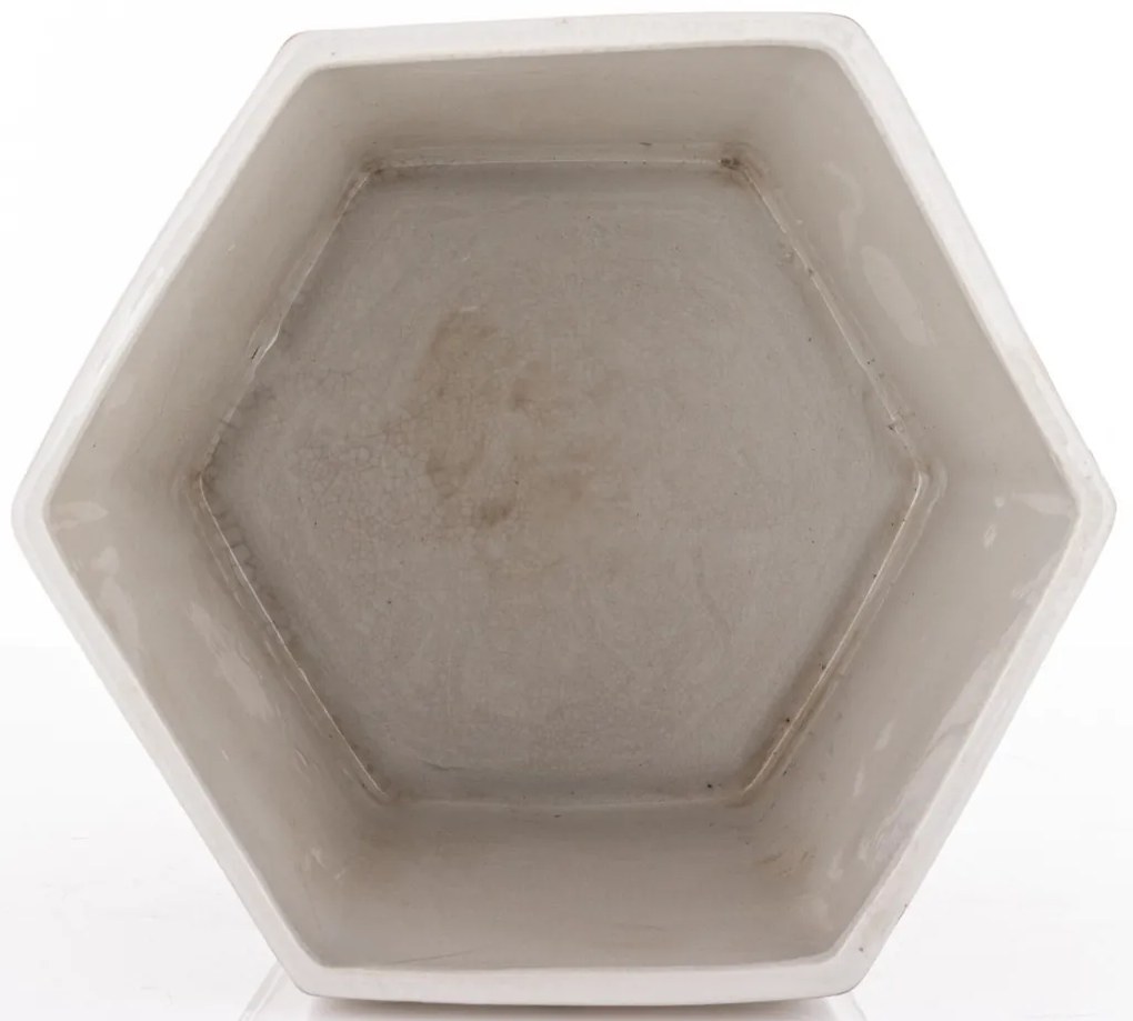 Törtfehér vintage szögletes porcelán 2db-os virágtartó kaspó szett elefántokkal festve 18x24,5x21,5 / 20x26,5x23,5cm