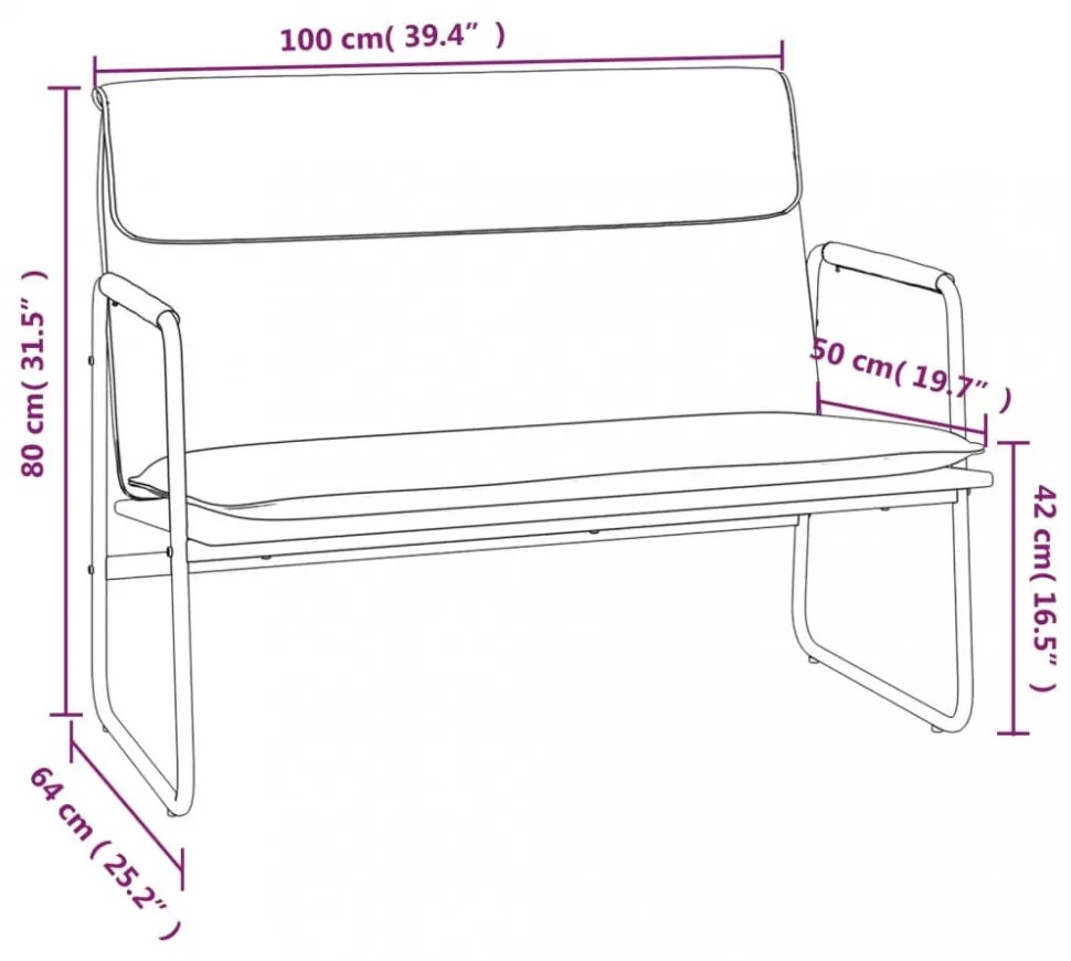 vidaXL fekete műbőr pad 100 x 64 x 80 cm