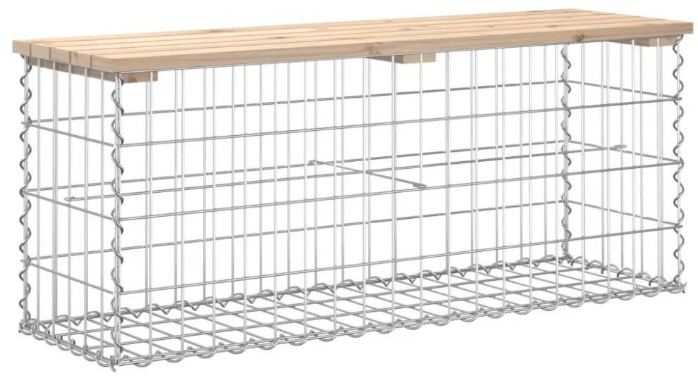 tömör fenyőfa gabion kerti pad 103x31,5x42 cm