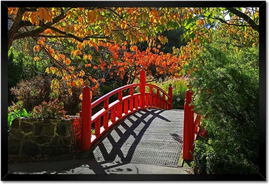 Poszter keretben 60x40 Piros japán híd