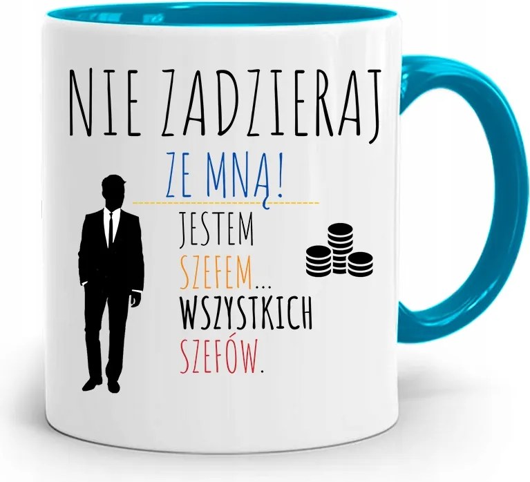 Kék Bögre A Főnöknek Ne Szórakozz Velem fényképes nyomattal