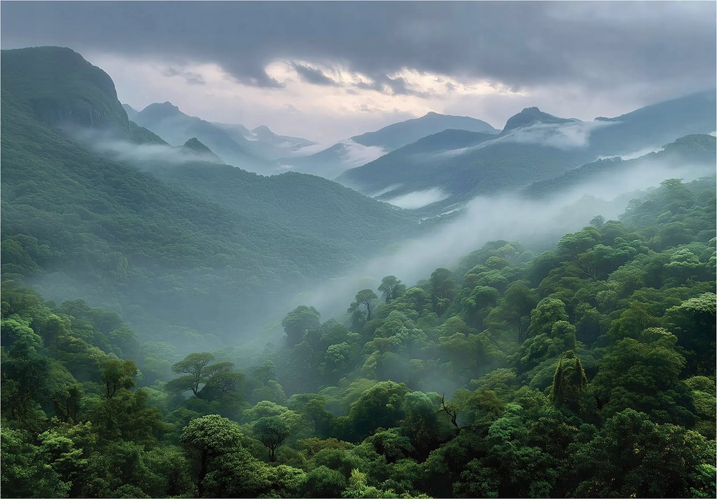 Fotótapéta Erdő Hegyek Köd Természet Hálószoba Nappali Tapéta Flizelina 150x105