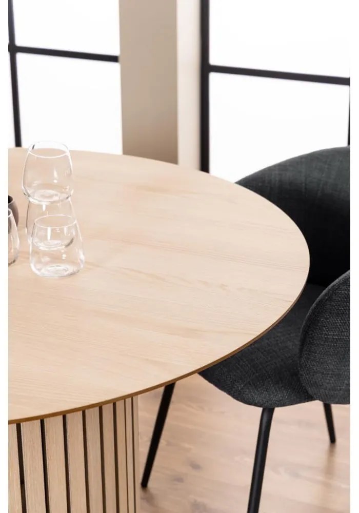 Kerek étkezőasztal tölgyfa dekoros asztallappal ø 120 cm Linley – Actona
