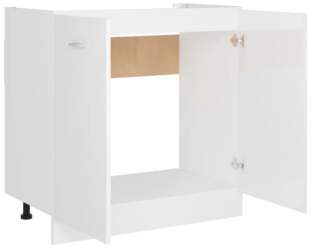 magasfényű fehér szerelt fa mosogató alsószekrény 80x46x81,5 cm