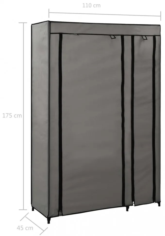 szürke összecsukható szövet ruhásszekrény 110 x 45 x 175 cm
