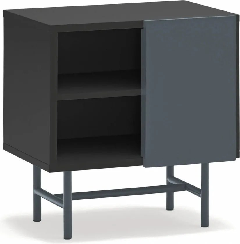 Fekete-antracitszürke matt éjjeliszekrény Nube – Teulat