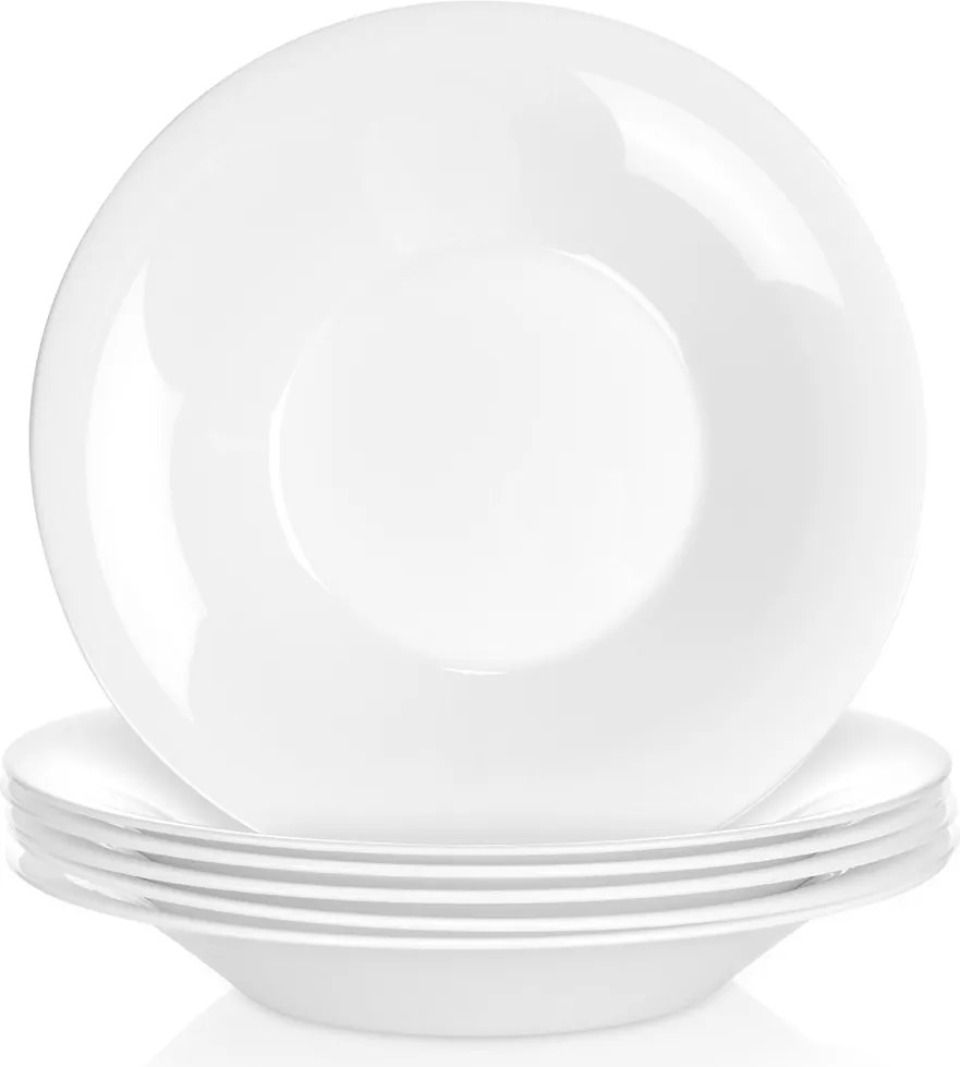 6x Ebédlőtányér nagy mély leves ételek fehér ebéd tányérok 400ml