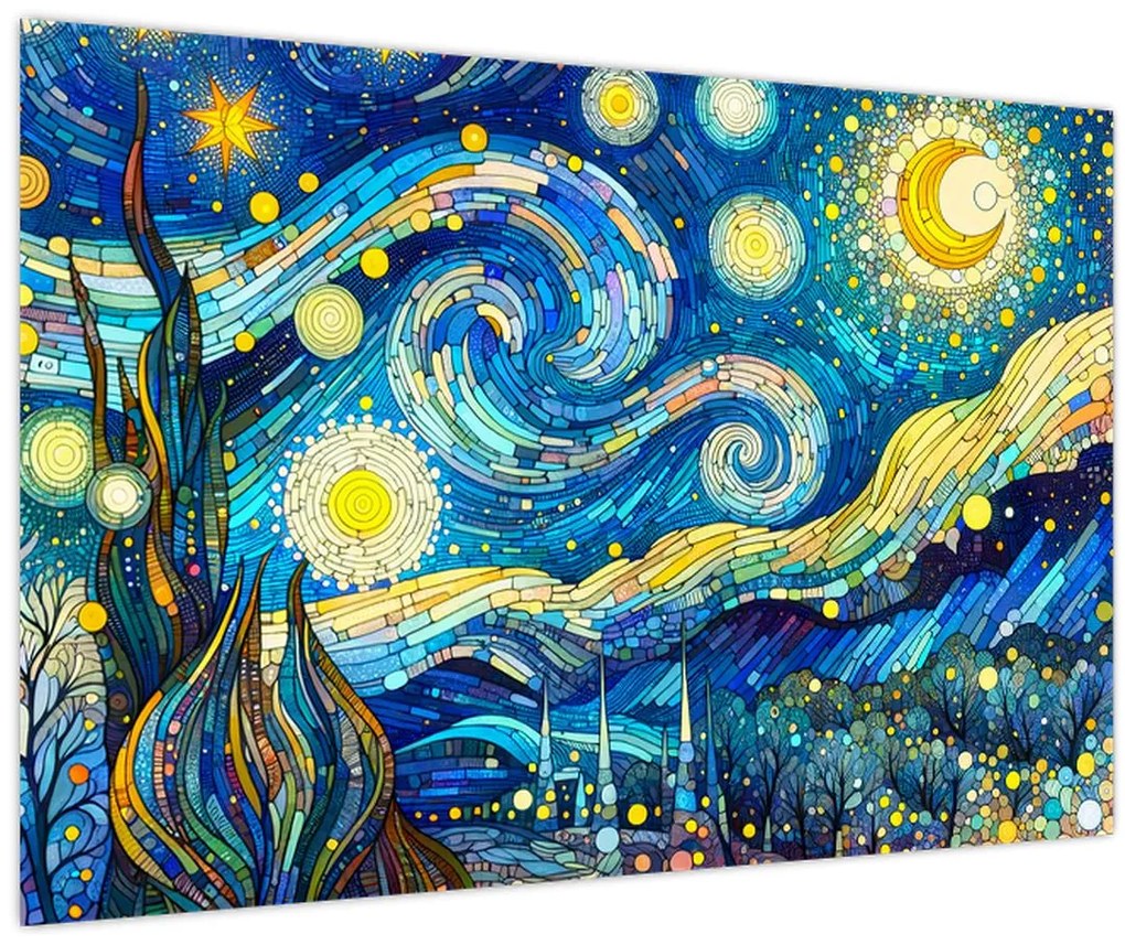 Kép – Csillagos éjszaka mozaikja (90x60 cm)
