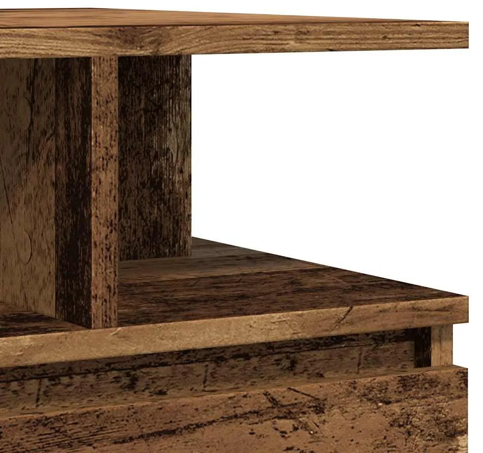 antik fa színű szerelt fa dohányzóasztal 90 x 49 x 45 cm