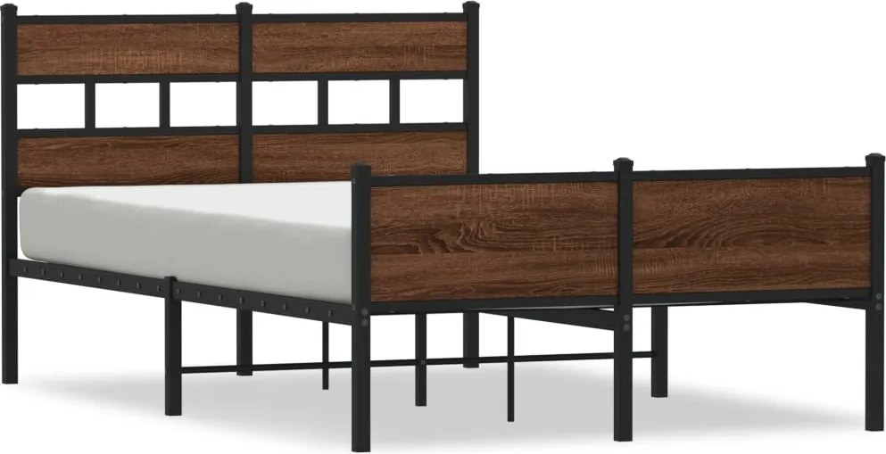 vidaXL barna tölgy színű szerelt fa ágykeret matrac nélkül 120x190 cm