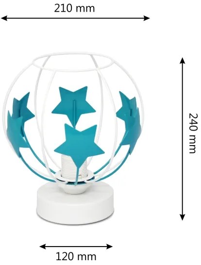Gyerek asztali lámpa STARS 1xE27/15W/230V türkiz/fehér