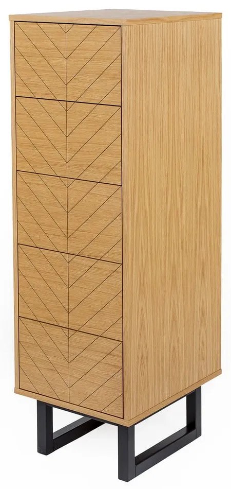 Camden Narrow Herringbone Print komód tölgyfa dekorral, 40 x 123 cm - Woodman