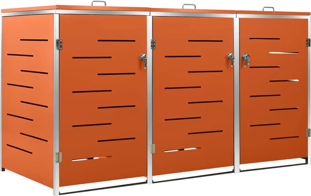 vidaXL acél tároló három gurítható szemeteskukához 207x77,5x112,5 cm