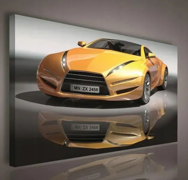 Vászonkép 100x75 Sportautó sárga fényes tükröződés design gyorsaság művészet