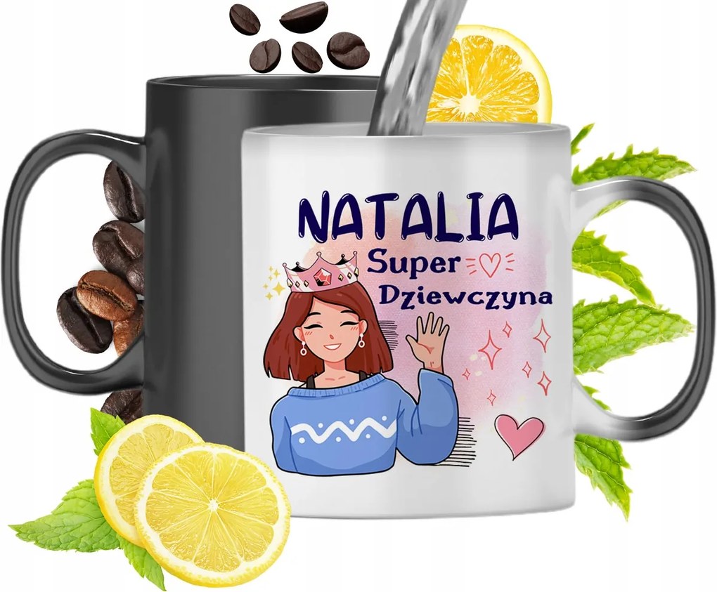 Mágikus bögre Natalia fekete matt nyomott mintával 330ml