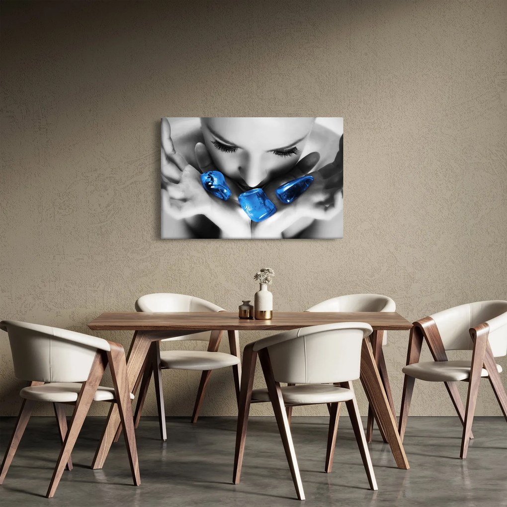 Egy nő portréja kövekkel (90x60 cm)