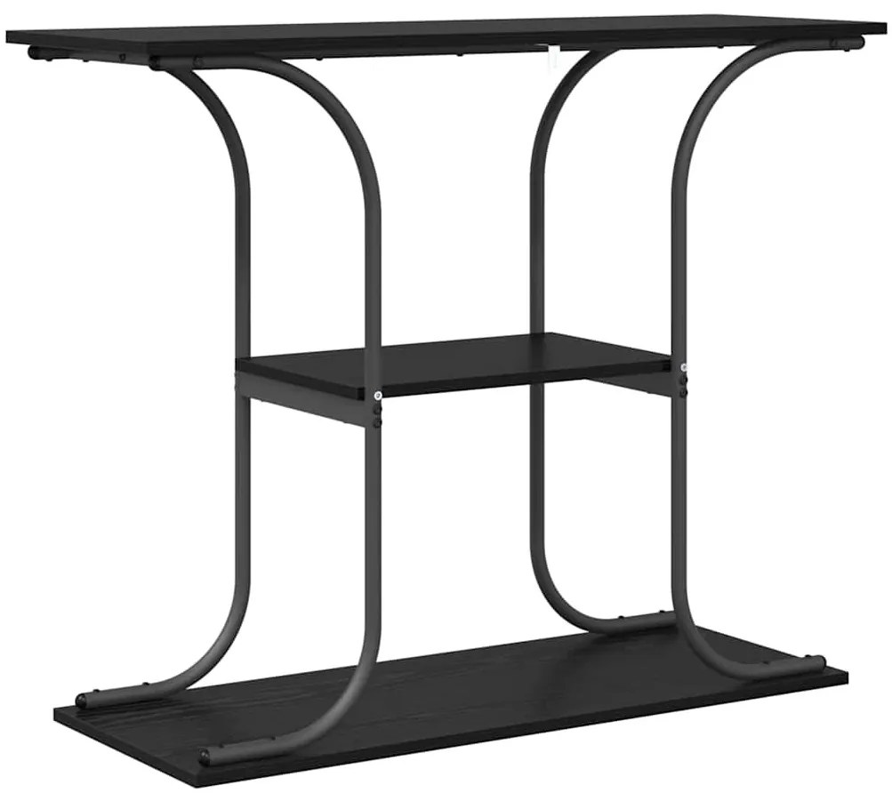 Konzolasztal polcokkal Musta tammi 101 x 35 x 80.5 cm Faanyag