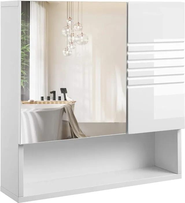 Fényes fehér | Matt fehér fürdőszoba tükrös szekrény 54 x 15 x 55