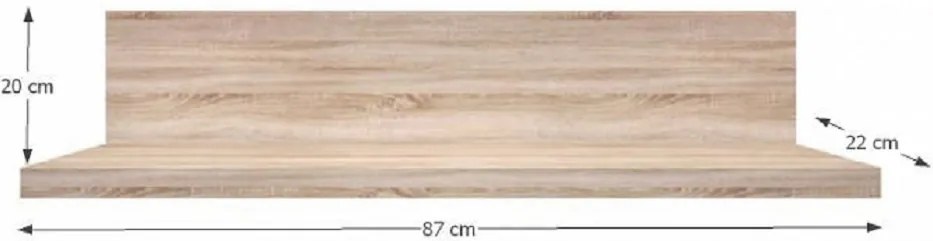 Polc, DTD laminált, tölgy sonoma, NORTY TYP 19