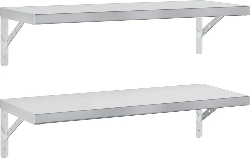 vidaXL 2 db ezüstszínű rozsdamentes acél fali polc 75 x 30 cm