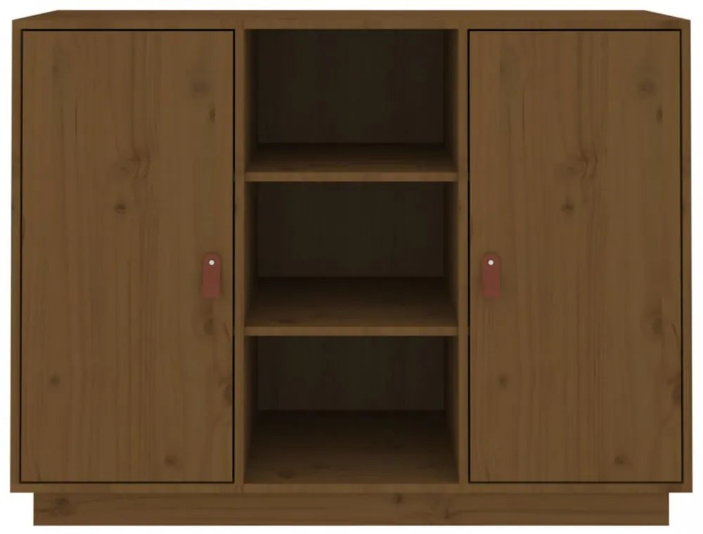 mézbarna tömör fenyőfa tálalószekrény 100 x 40 x 75 cm