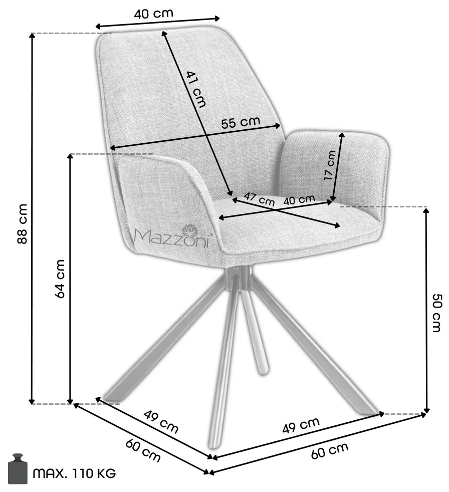 MAZZONI EXPORT YUNI Krémszínű (Monza 90 szövet) - MODERN BOUCLÉ KÁRPITOZOTT FORGÓSZÉK NAPPALIBA/ÉTKEZŐBE/LOFT IRODÁBA