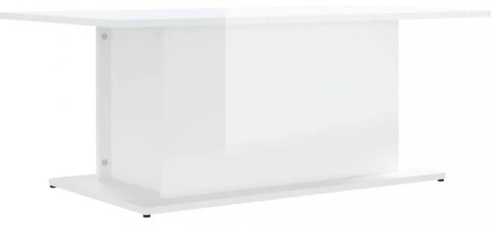 magasfényű fehér szerelt fa dohányzóasztal 102x55,5x40 cm