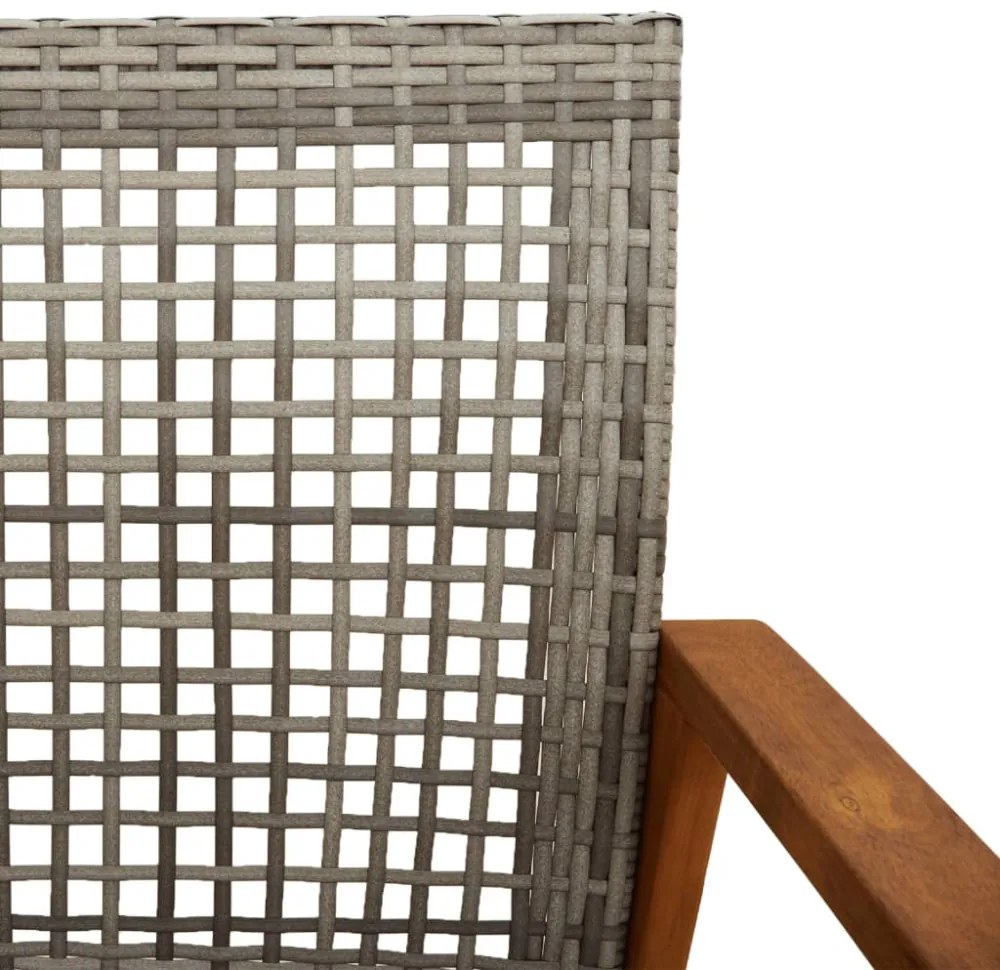 2 db szürke polyrattan és akácfa kerti szék