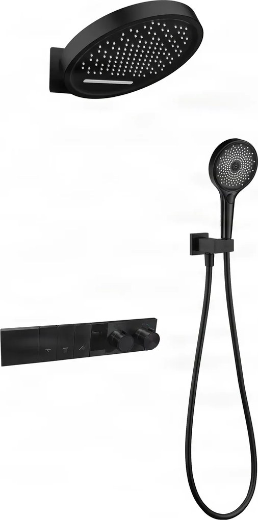 Zuhanyrendszer ELITE EDITION BSC1305 falba süllyesztett kivitelben, termosztáttal és LED-kijelzővel, többféle felülettel