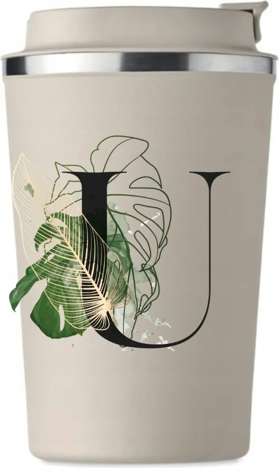 Prémium bézs termo bögre U-betűvel Ursula Kaptár KT_221_b