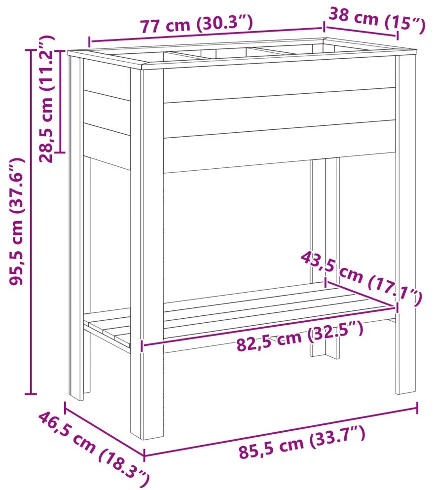Kert Növényállvány 85x46x94 cm Kezelőtt Fa Fenyő