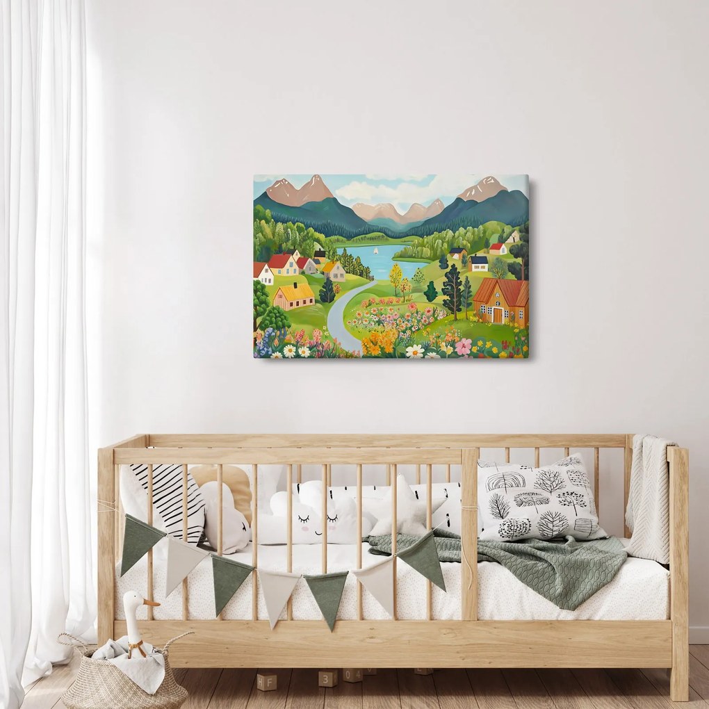Kép - Falu a hegyekben (90x60 cm)