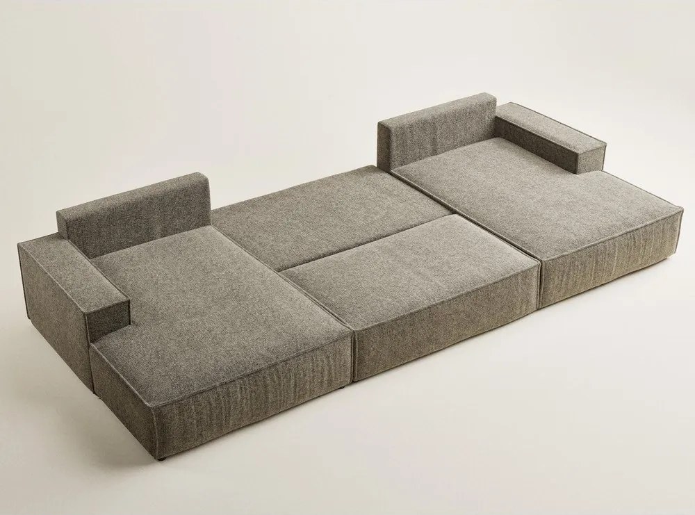 Barna zsenília kinyitható-tárolóhelyes sarokkanapé (U alakú) Kyoto – Maison de Rêve