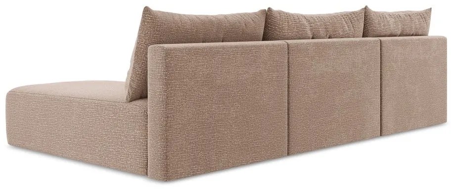 Világosbarna kinyitható-tárolóhelyes sarokkanapé Kalena – Makamii