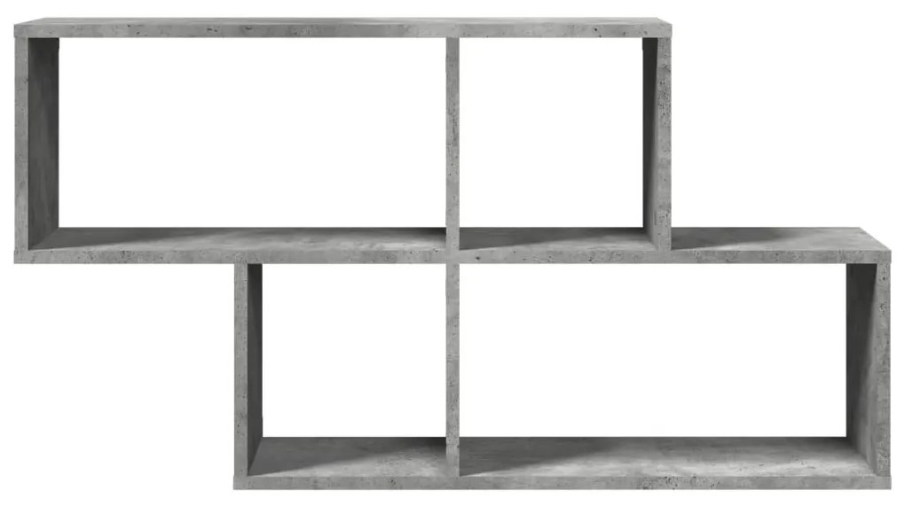 betonszürke szerelt fa fali polc 100 x 20 x 53 cm