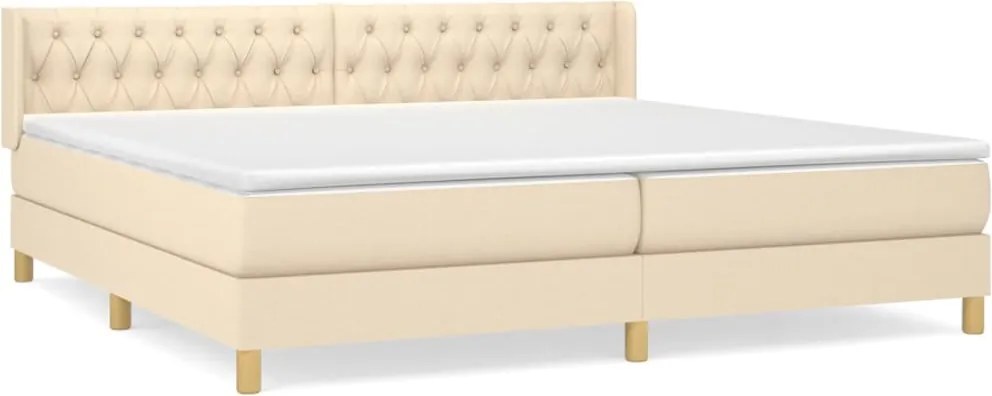 vidaXL krémszínű szövet rugós ágy matraccal 200 x 200 cm
